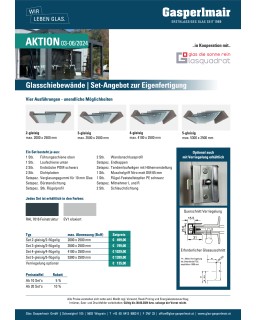 Aktion März bis Juni 2024 - Glasschiebewände Set-Angebot zur Eigenfertigung
