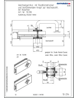 Wechselgarnitur, Drücker/Knopf, mit Rosette, F157