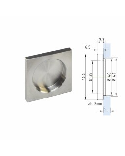 Klebemuschelgriff quadratisch, einseitig, 48,5 x 48,5 mm, ALU Eloxiert E6/EV1