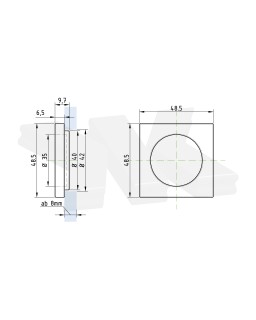 Klebemuschelgriff quadratisch, einseitig, 48,5 x 48,5 mm, ALU Eloxiert E6/EV1