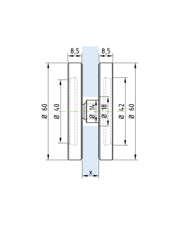 Schraubbarer Muschelgriff, Ø 60 mm, Türblattstärke: 6-8 mm, ALU Eloxiert E6/EV1