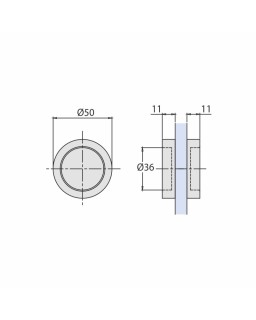 Griffmuschel selbstklebend Ø 50 mm, Alu silberfärbig