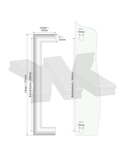 Stoßgriff gerade, Ø 25 mm, Länge 325mm, Edelstahl V2A