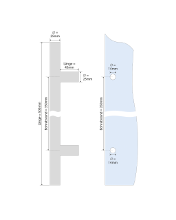 Stoßgriff quadratisch, Länge 500 mm, Edelstahl V2A