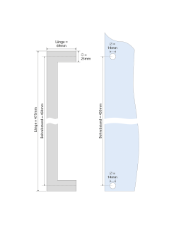 Stoßgriff quadratisch, Länge 475 mm, Edelstahl V2A