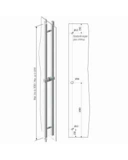 Stoßgriff rund Langausführung, 3000mm, V2A