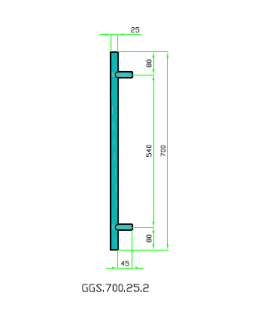 Stangengriffpaar,  Ø 25mm, Niro V2A gebürstet, Länge 700mm